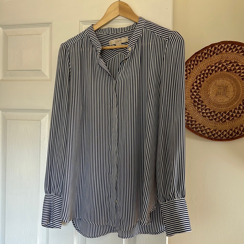 Loft Button Up Striped Blouse